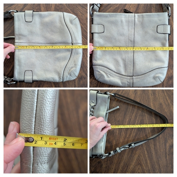 Coach | Chain Duffle #F19722 Crossbody Purse, Silver Toned Leather Bag - Picture 15 of 15